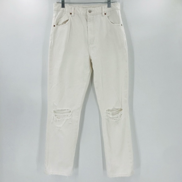 Rolla's Original High Rise Straight Leg Distressed Jeans White Size 30 - Picture 1 of 11